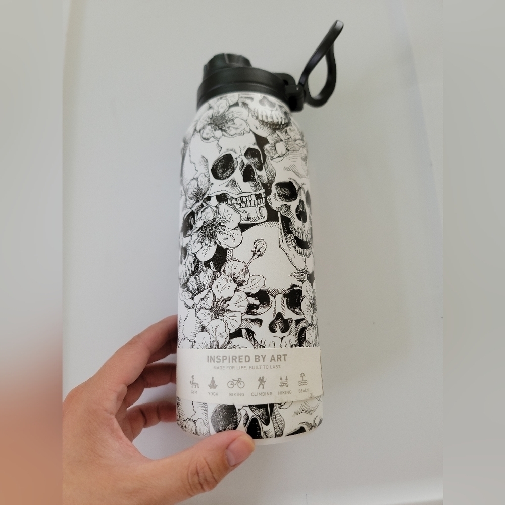Hydrapeak Artisan Stainless Steel Insulated Bottle Skull Floral, 32 oz - Picture 2 of 8
